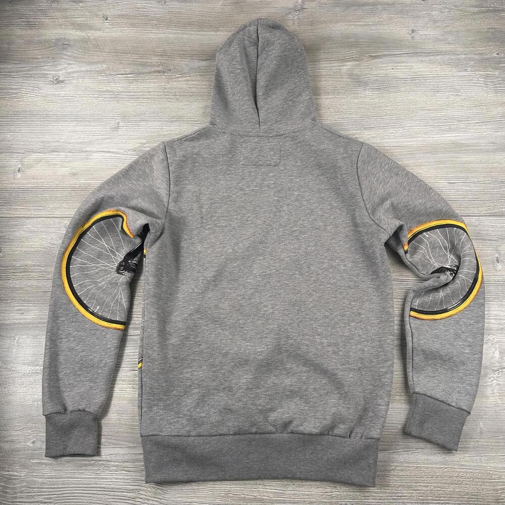 Fox Originals Amsterdam Hoodie Mens Medium Gray Road Bike Graphic AOP EUC - Picture 7 of 7